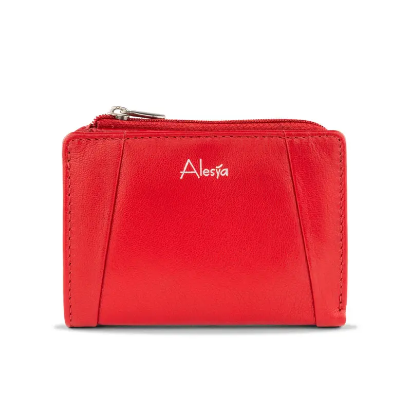 ALESYA Portafoglio rosso da donna con zip e logo