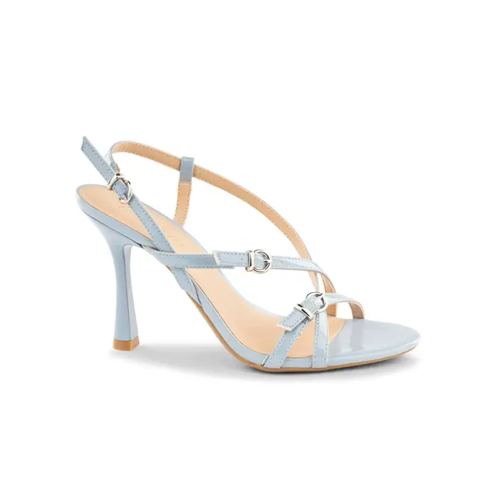 Sandali azzurri lucidi Alesya da donna con tacco alto e cinturini