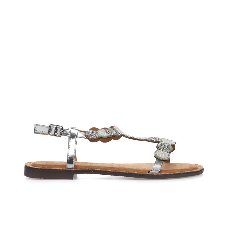 Sandali bassi argento con strass