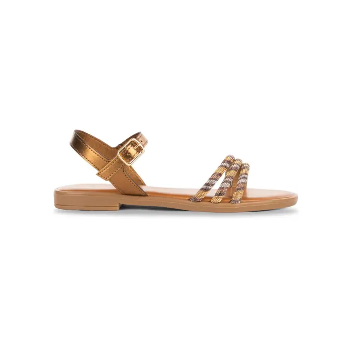 ALESYA Sandali bassi da donna color bronzo effetto metallizzato con strass