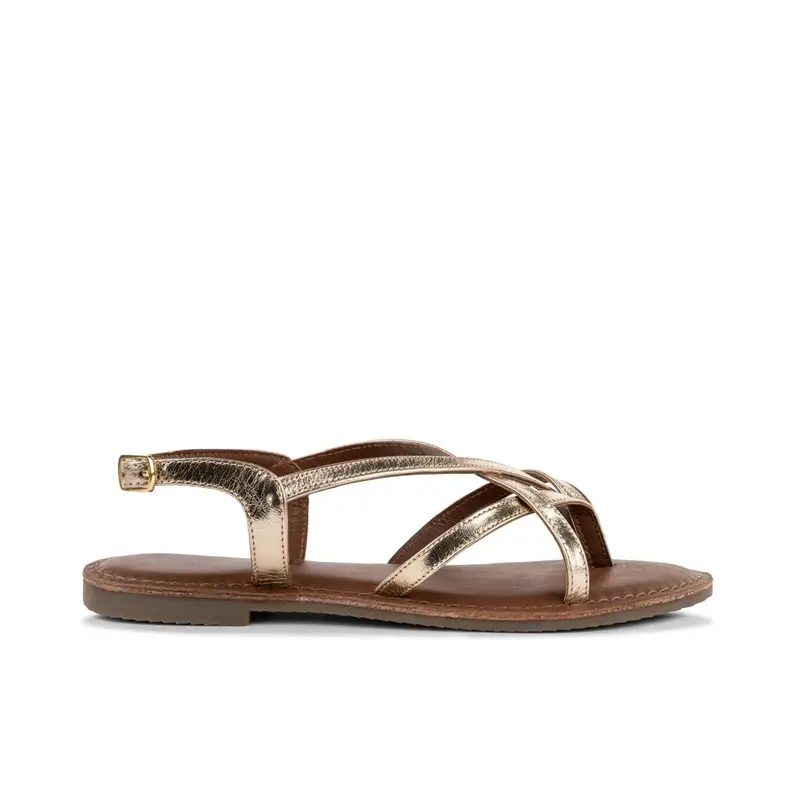 ALESYA Sandali bassi in pelle da donna oro con cinturino