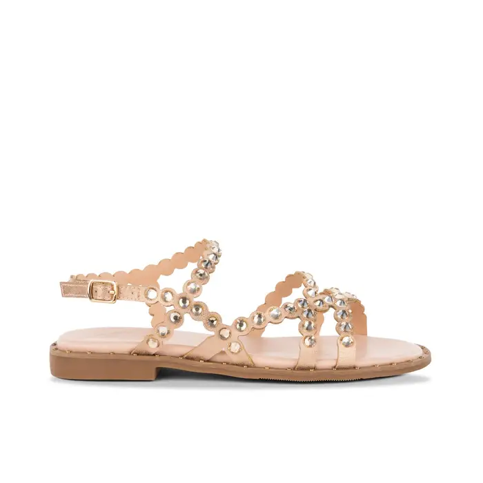 Sandali bassi oro da donna con borchie