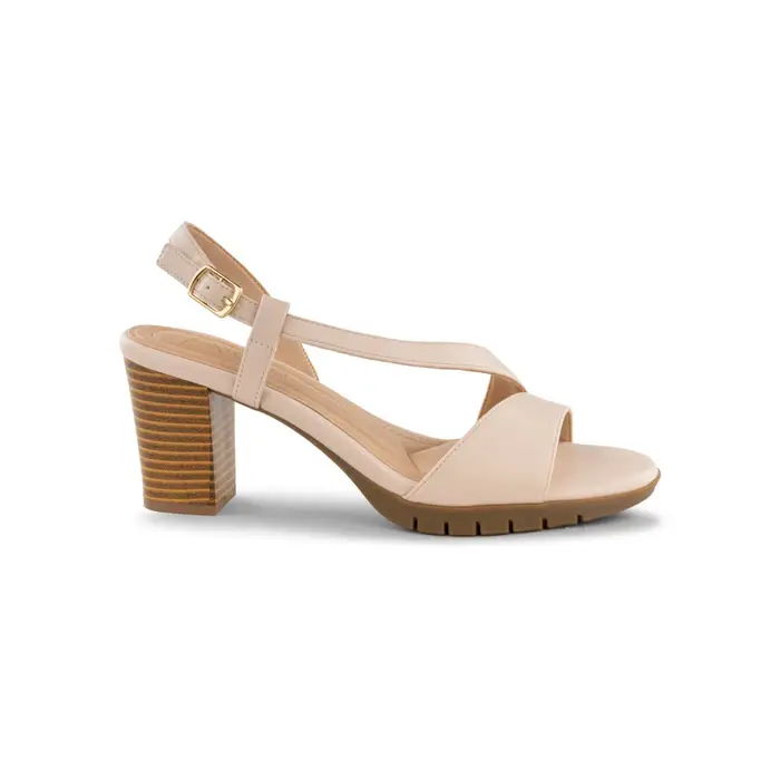Sandali beige Alesya da donna con tacco medio largo e suola in gomma
