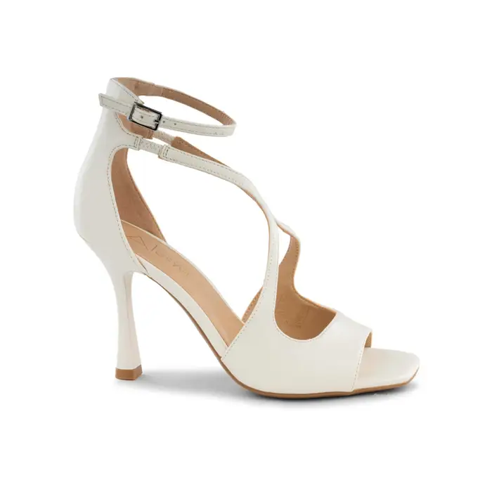 Sandali bianchi Alesya da donna con tacco alto e cinturini incrociati