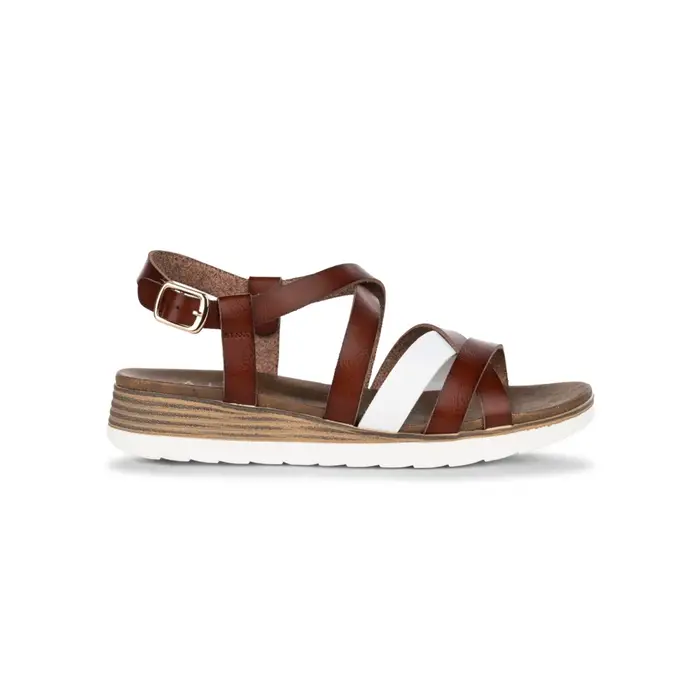 ALESYA Sandali casual da donna marroni con inserto bianco