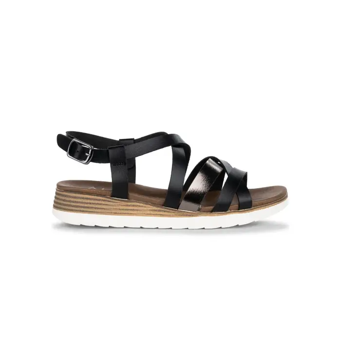 ALESYA Sandali casual da donna neri con inserto metallizzato