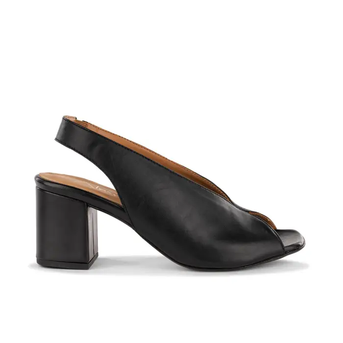 ALESYA Sandali con tacco neri in pelle da donna