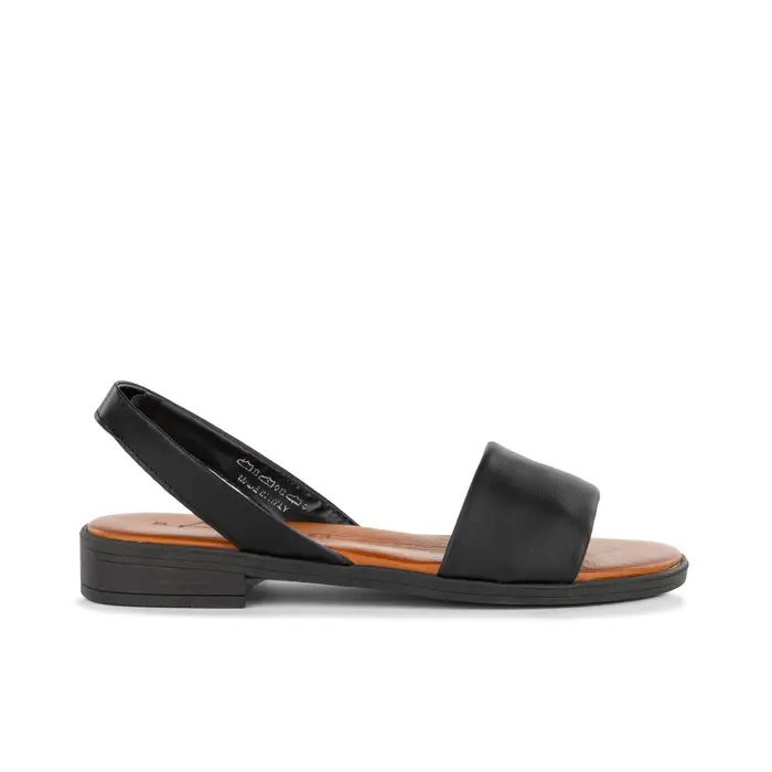 Sandali neri bassi in pelle da donna