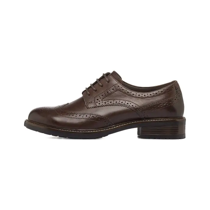 ALESYA Scarpe stringate eleganti da donna marroni in pelle con decorazioni brogue