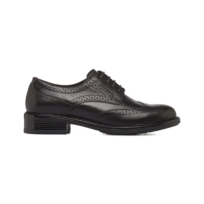 ALESYA Scarpe stringate eleganti nere da donna in pelle con lavorazione brogue