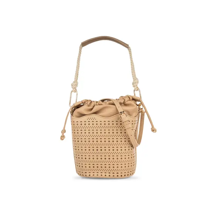 Secchiello beige Alesya da donna con tracolla in corda