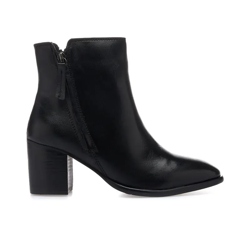 ALESYA Stivaletti neri in pelle con tacco medio e zip