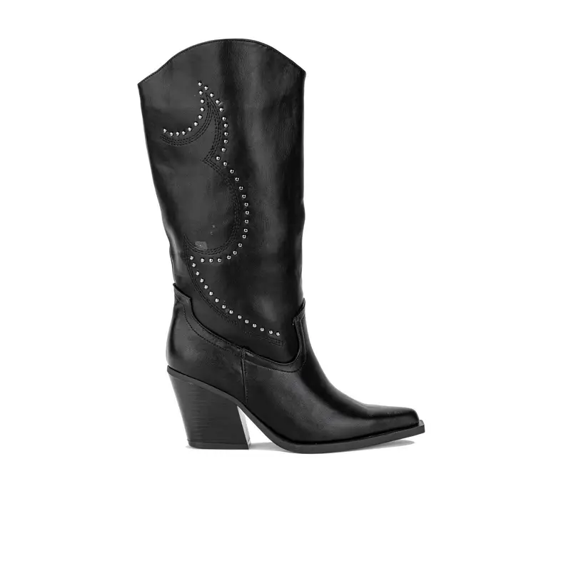 ALESYA Stivali texani neri con tacco alto e borchie
