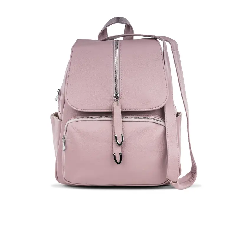 ALESYA Zaino rosa da donna con tascone frontale e zip