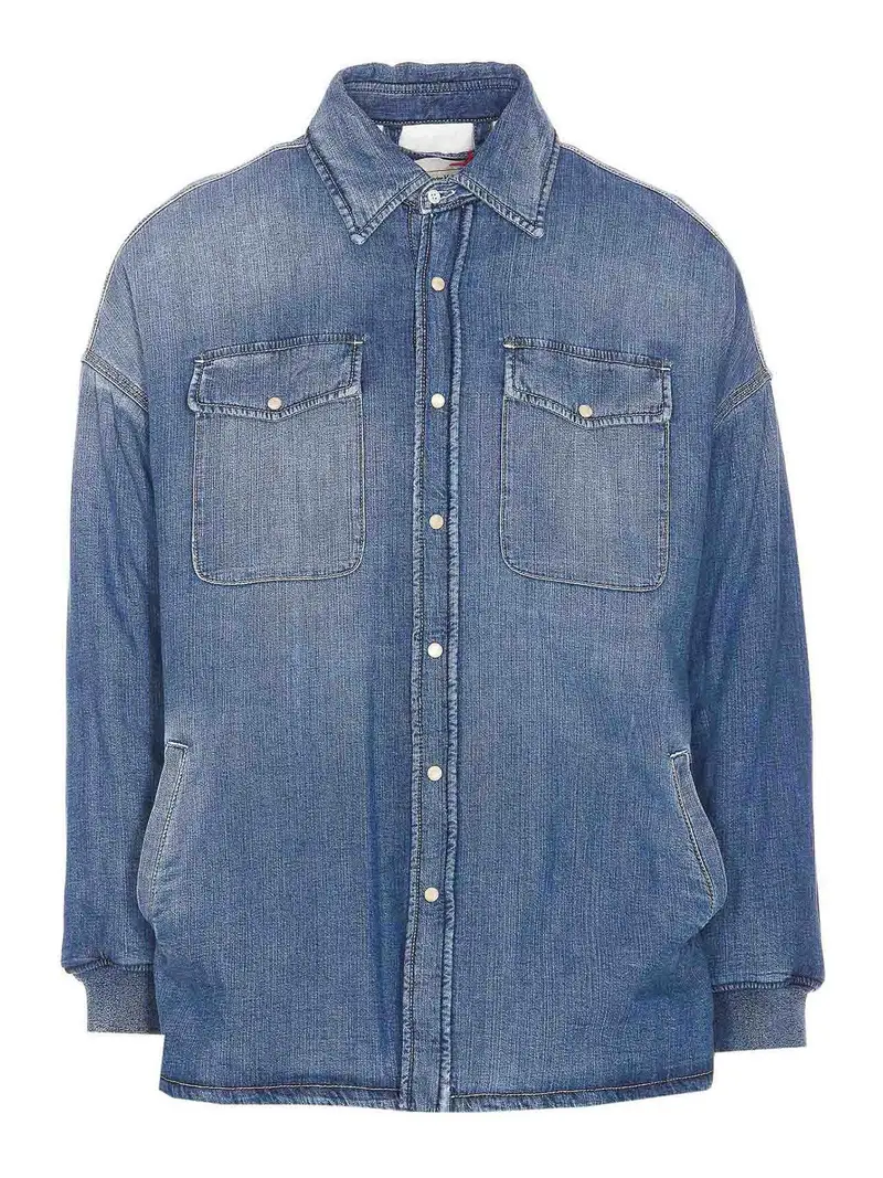 Alexander Mcqueen Camicia in denim con bottoni frontali Blu