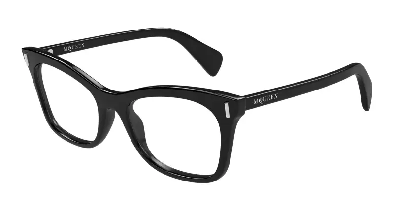 alexander mcqueen Donna AM0552O 001 Montature da vista Acetato Nero Trasparente Cat Eye