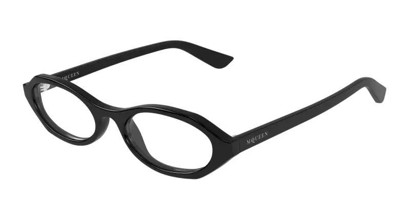 alexander mcqueen Donna AM0559O 001 Montature da vista Acetato Nero Trasparente Rotonda