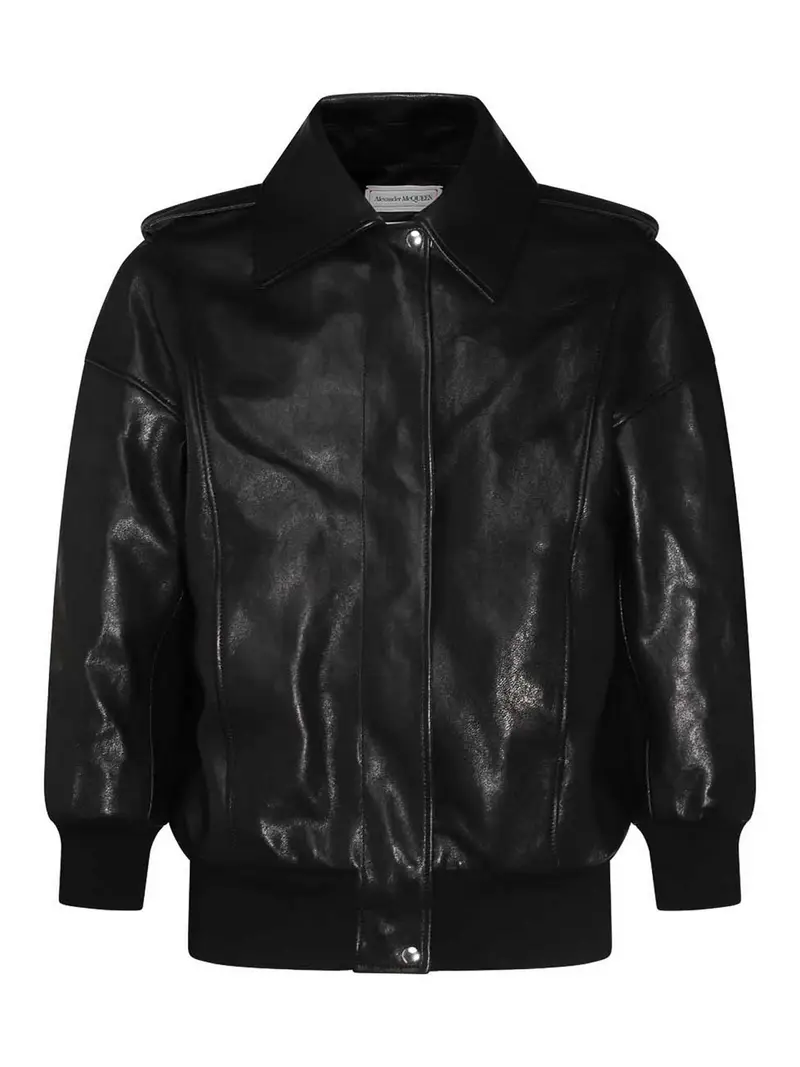Alexander Mcqueen Giacca di pelle nera Nero