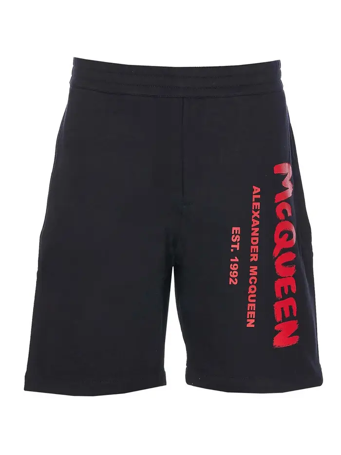 Alexander Mcqueen Pantaloncini con graffiti Mcqueen Nero