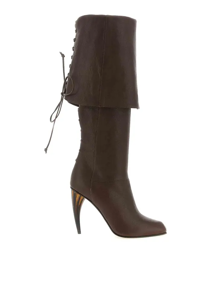 Alexander Mcqueen Stivali con tacco in corno Marrone