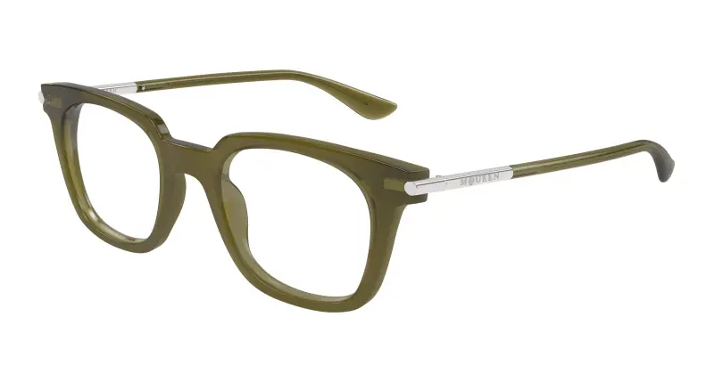 alexander mcqueen Unisex AM0521O 004 Montature da vista Acetato Verde Trasparente Squadrata