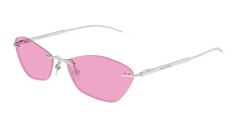 alexander mcqueen Unisex AM0525S 004 Occhiali da sole Acetato Argento Rosa Geometrica