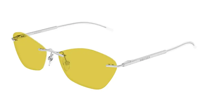 alexander mcqueen Unisex AM0525S 005 Occhiali da sole Acetato Argento Giallo Geometrica