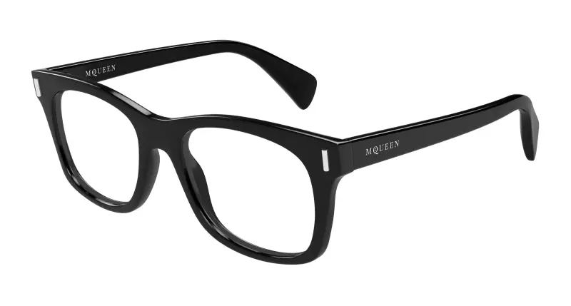 alexander mcqueen Uomo AM0551O 001 Montature da vista Acetato Nero Trasparente Squadrata