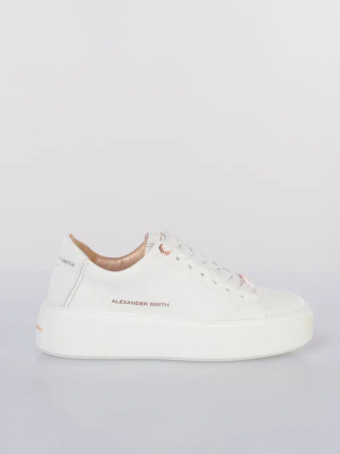 sneaker da donna Alexander Smith London High in vera pelle Bianco
