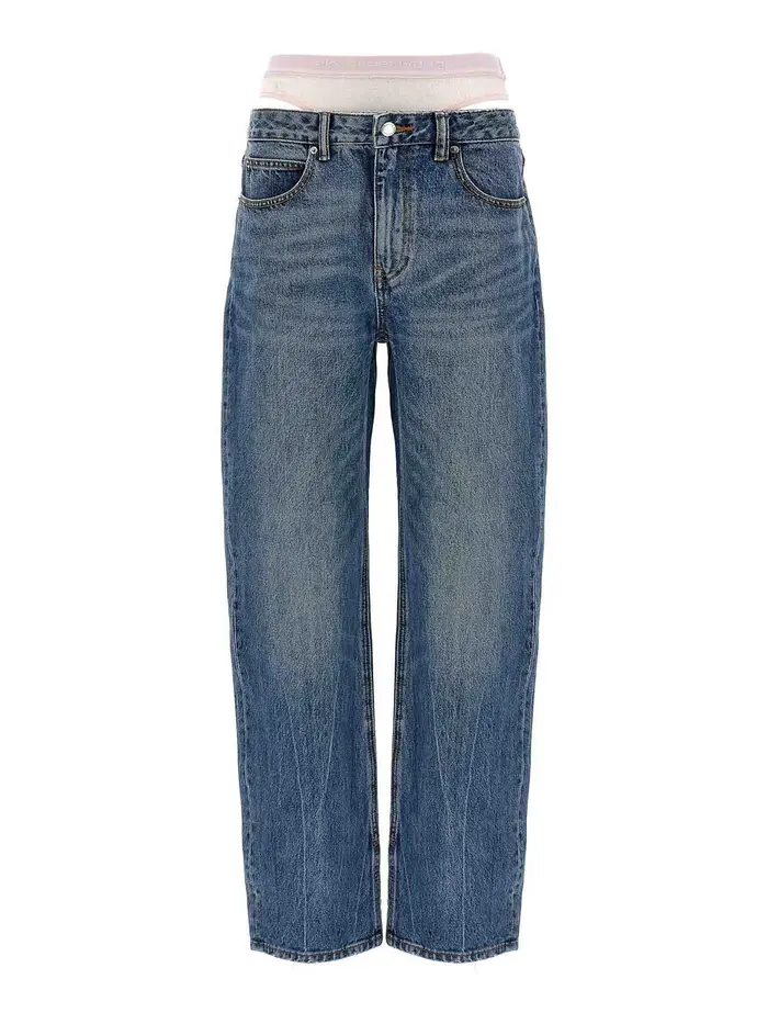 Alexander Wang Jeans in rete termoadesiva Prestyle Azzurro