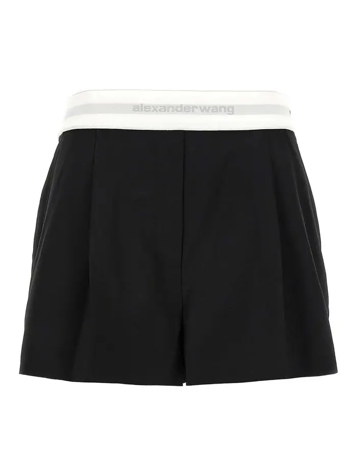 Alexander Wang Pantaloncini pieghettati a vita alta Nero