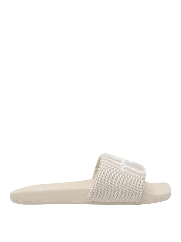 Alexander Wang Sandali scorrevoli con logo Beige
