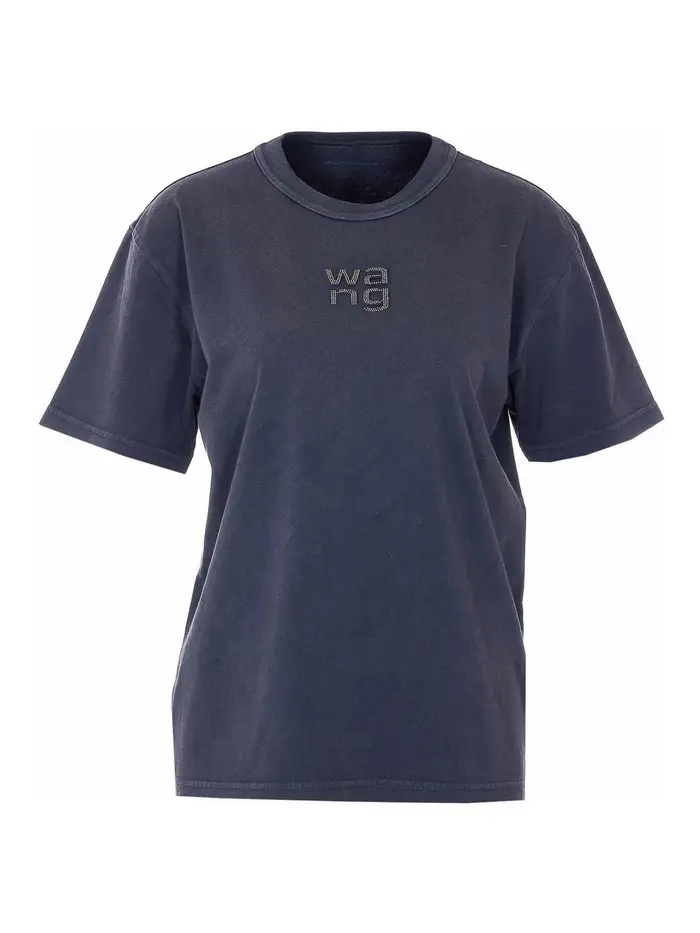 Alexander Wang T-shirt con logo strass Nero