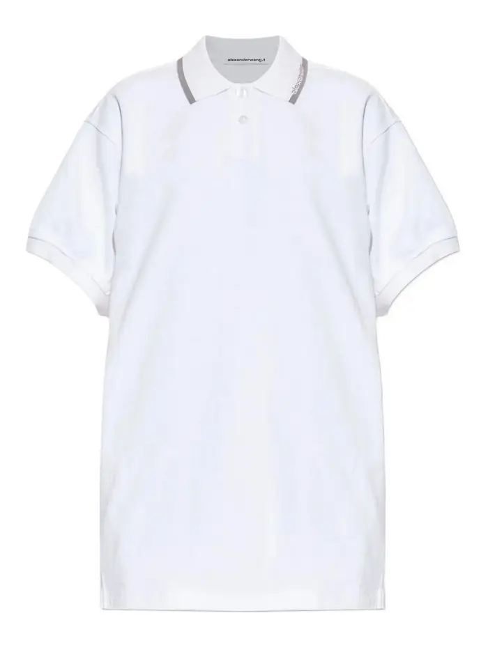 Alexander Wang Vestito Stile Polo Con Colletto Rifinito Bianco