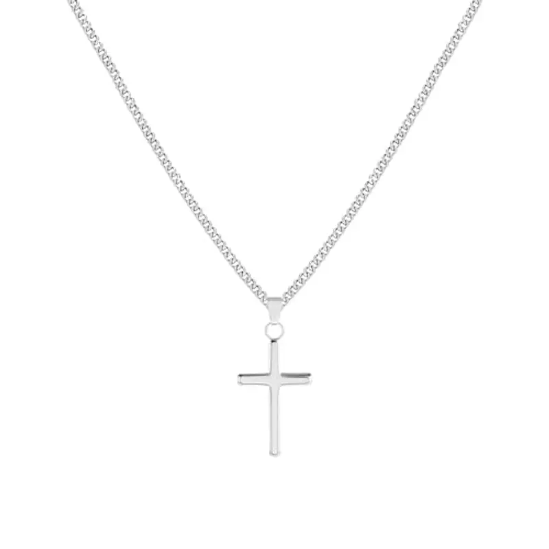 ALEXCRAFT Collana con Crocifisso Donna Uomo Collana Croce Acciaio Crocifisso Collana Donna 50+5cm