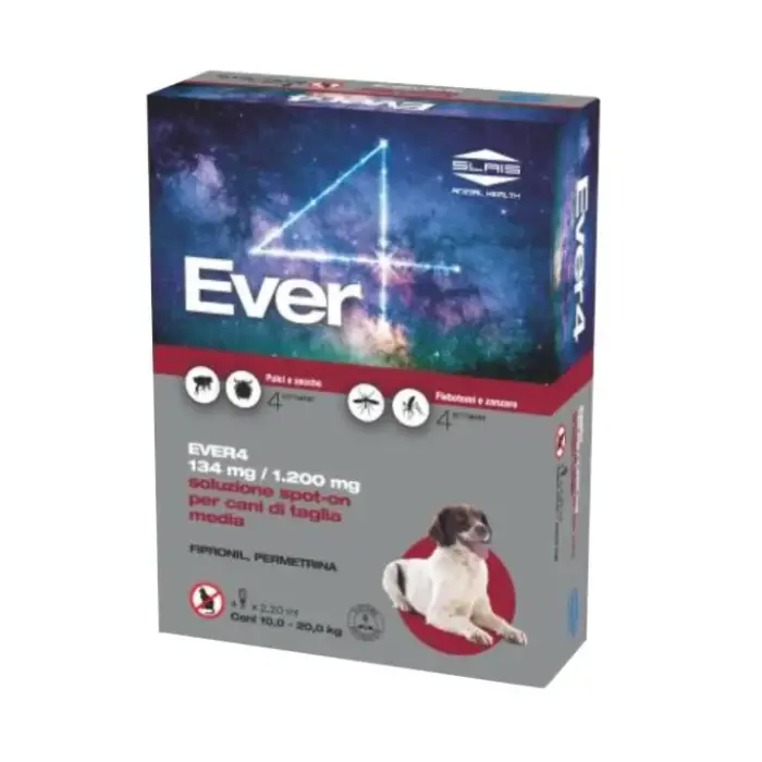 Alfamed s a Ever4 Spot-On per Cani 4 Pipette - M 10 - 20 Kg
