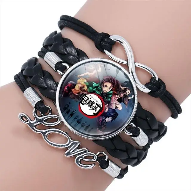 Anime Demon Slayer Braccialetto Intrecciato Cosplay Prop Figura Kamado Tanjirou Nezuko Braccialetti per Coppia Gioielli Regali per Bambini Ragazzi Ragazze