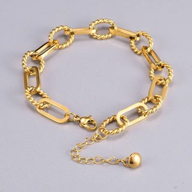 Braccialetto a catena spessa minimalista in oro 18 carati, braccialetti geometrici punk personalizzati, gioielli da donna, regalo oro
