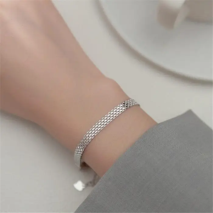 Braccialetto con ciondolo intrecciato in pizzo multistrato regolabile in argento sterling 925 e bracciale per donna, elegante gioiello punk per feste sl033