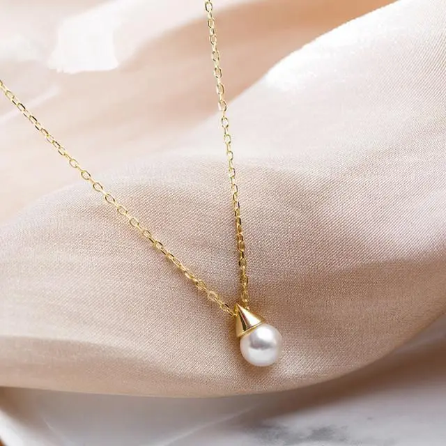 Allbestart Collana Pendente Triangolo Semplice Perla Argento Sterling 925 Donna Gioielli Accessori Abito da Sposa Regalo di Compleanno oro
