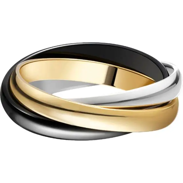 Nuova Tendenza Anello a Tre Anelli Tricolore Placcato Oro in Argento Sterling S925 Uomo Donna Moda Lusso Gioielli da Festa 7