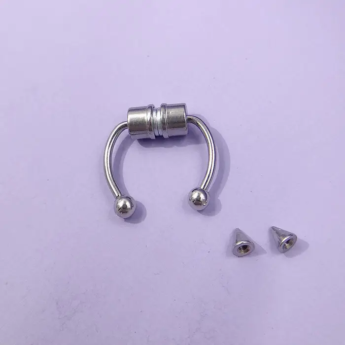 Nuovo Acciaio Inossidabile Magnetico Uomo e Donna, Rivetti Geometrici a Doppia Testa, Piercing Naso Finti, Accessori Naso a Ferro di Cavallo