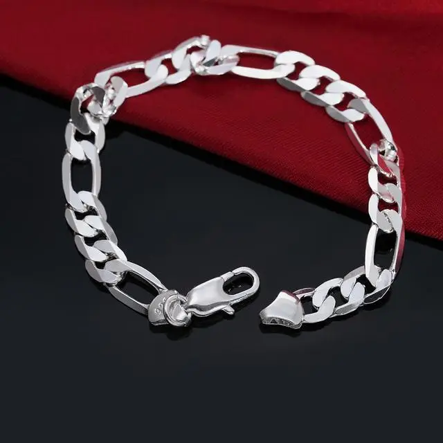 Nuovo braccialetto in argento sterling 925, oro 18 carati, 8 mm, bracciale Ferrero, uomo e donna, gioielli con ciondolo, regalo di nozze argento