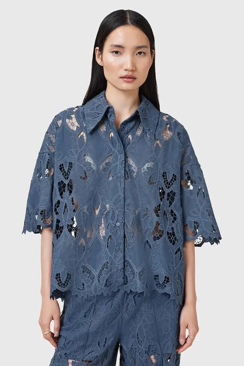 AllSaints camicia CHARLI donna colore blu W098PC