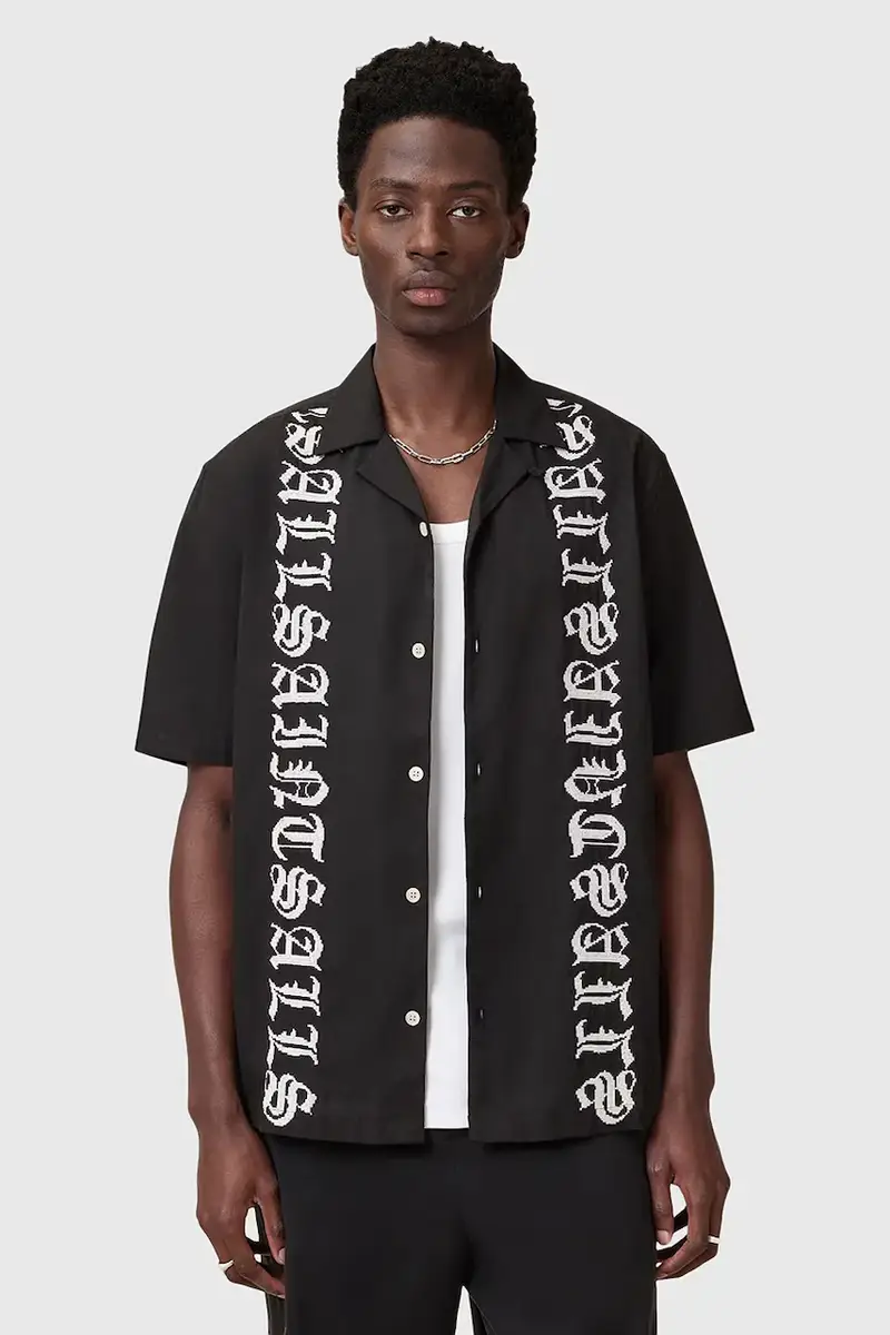 AllSaints camicia in cotone SCRIPTURE uomo colore nero M105SC