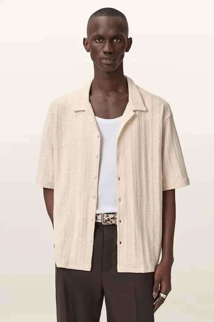 AllSaints camicia in cotone TRACE Beige