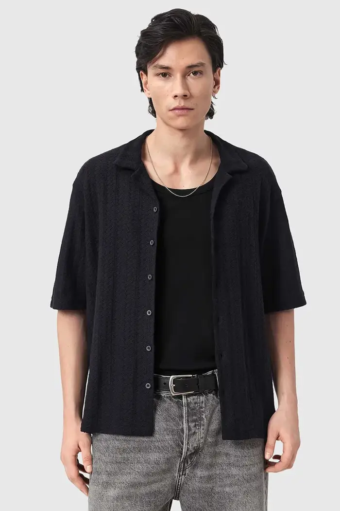 AllSaints camicia in cotone TRACE Nero