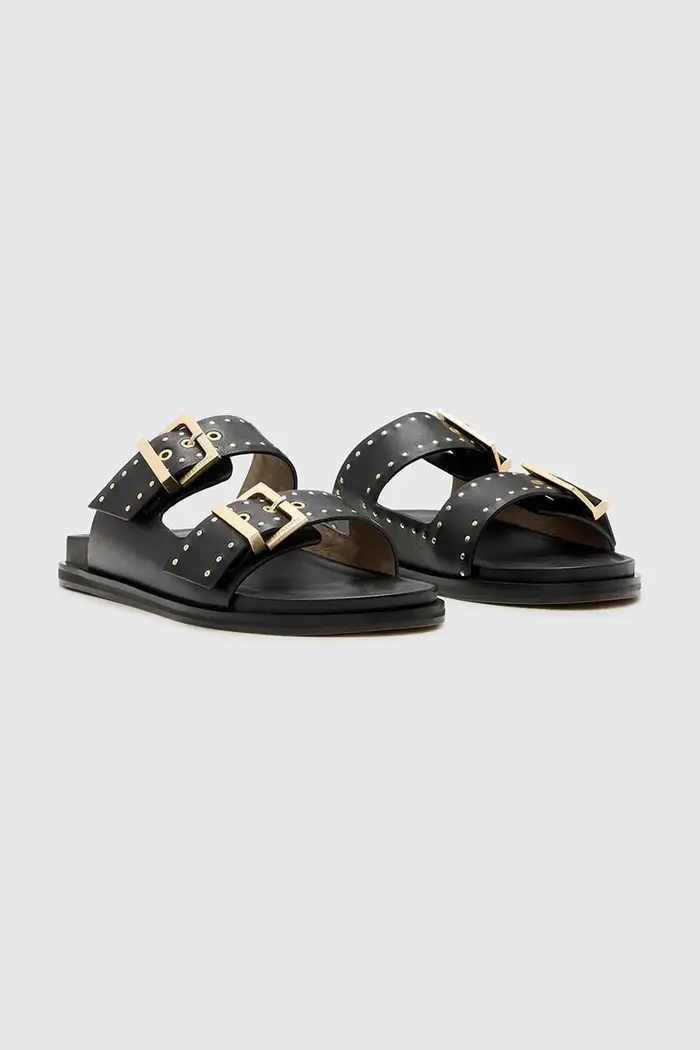 AllSaints ciabatte slide in pelle Magda Stud Sandal Nero