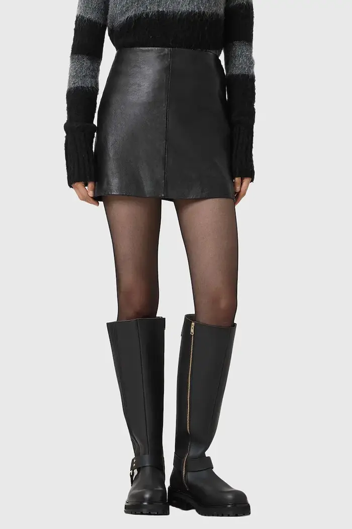 AllSaints gonna in pelle RENAI Nero