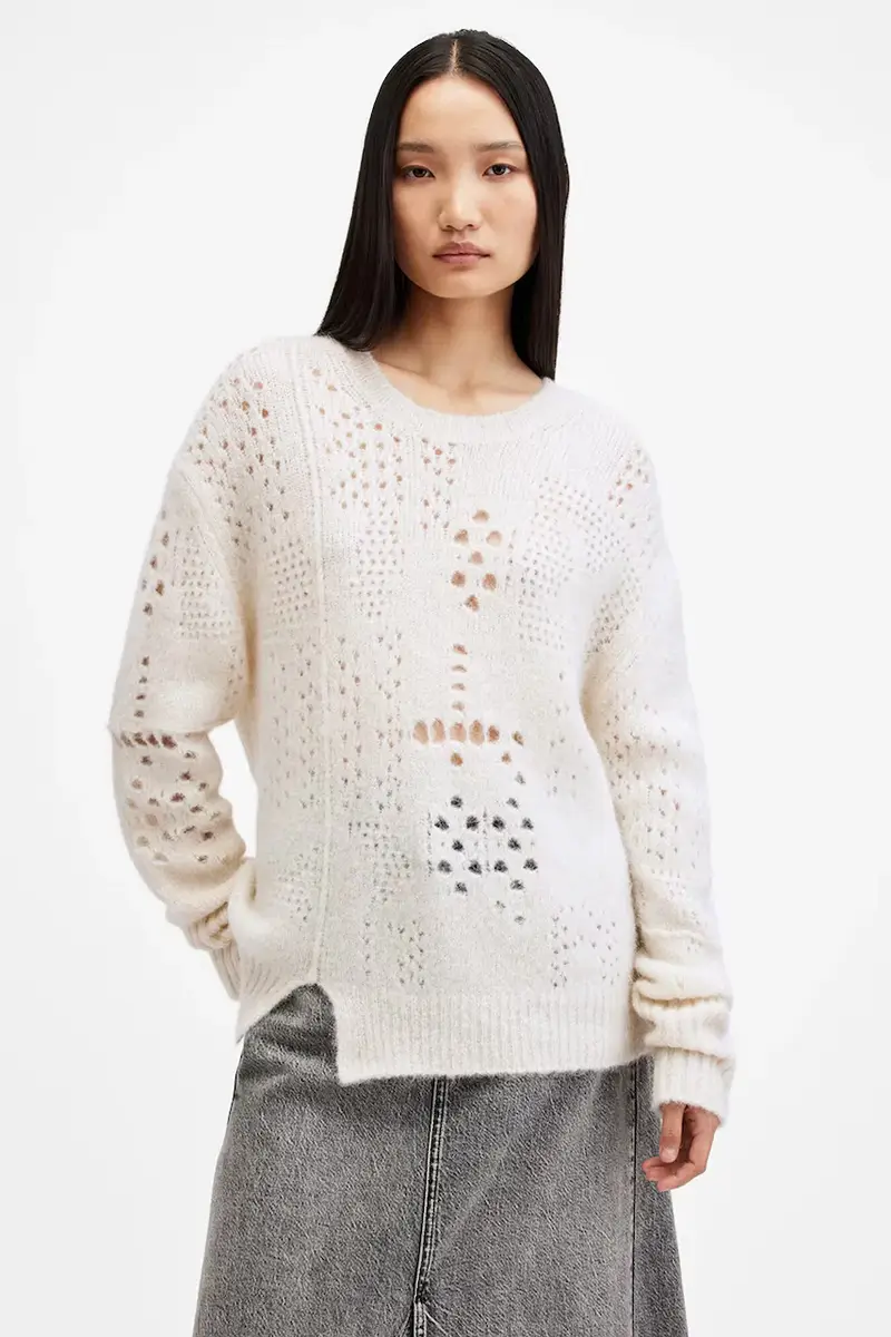 AllSaints maglione in lana WINNIE donna colore bianco W111KB